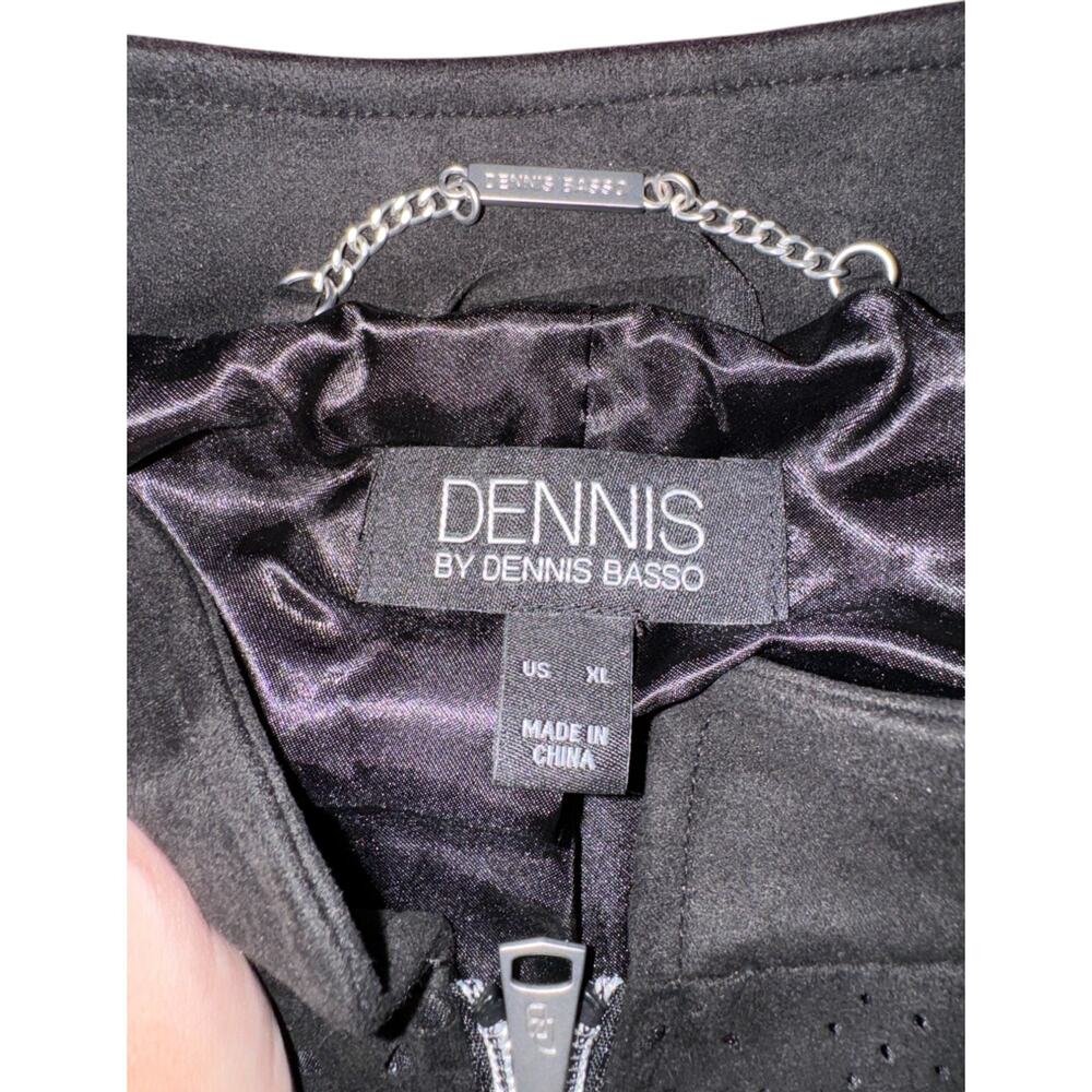 Dennis Basso Perforated Faux Suede Jacket Black‎ X-Large NWOT Eyelet Lined - Picture 9 of 13